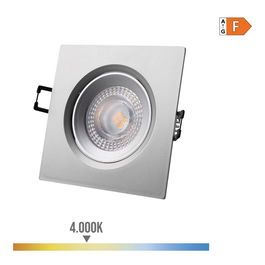 Edm Downlight LED Empotrable Cuadrado 5W 4000K Luz Día Cromado 9x9 cm