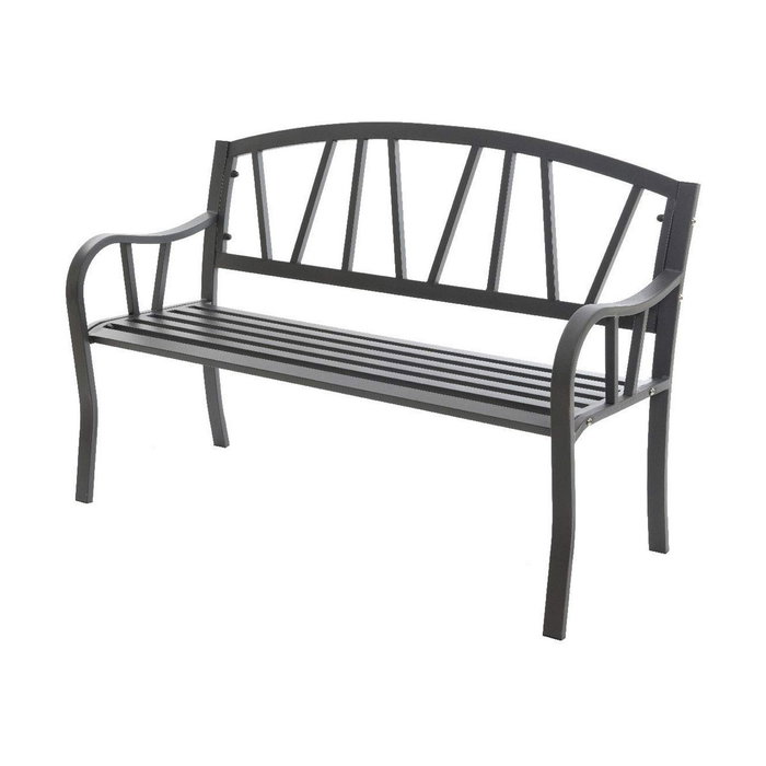 Banco de hierro para exterior antracita, 123 x 53 x 86 cm