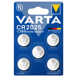 Varta CR 2025 Pila de Botón de Litio, Pack de 5 unidades