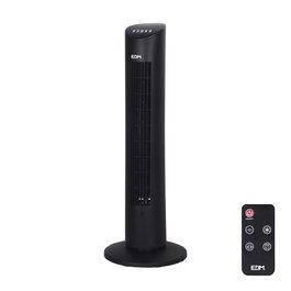 Edm Ventilador de torre de 60 W con mando a distancia, color negro