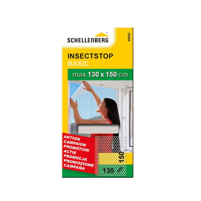 Schellenberg Mosquitera blanca 130 x 150 cm con cierre de gancho y bucle, fácil montaje sin taladrar, 100% poliéster