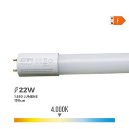 Edm Tubo LED T8 22W 2400lm 4000K Luz Día (Eq. 58W) Ø2,6 x 150 cm