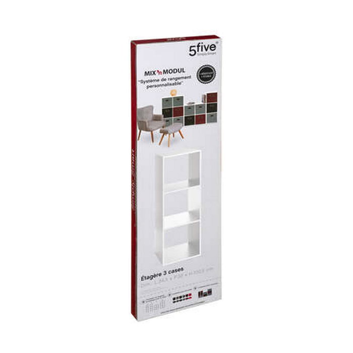 5Five Estantería de madera para 3 cajas organizadoras Blanco Modular