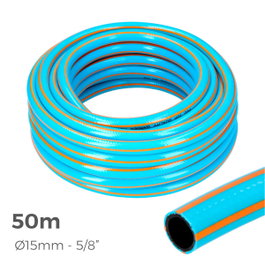 Edm Manguera de jardín pro 15 mm, 5/8 pulg, 50 m, Azul/naranja