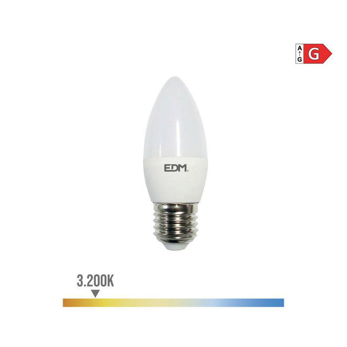 Edm Bombilla Vela LED E27 5W 400lm 3200K Luz Calida Ø3,5x10cm Edm Bombilla Vela LED E27 5W 400lm 3200K Luz Calida Ø3,5x10cm