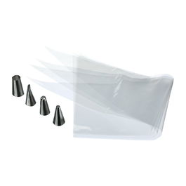 Secret Of Gourmet Manga Pastelera Desechable 20 uds + 4 Boquillas Acero Inoxidable Repostería