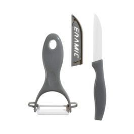 5Five Kit de pelador y cuchillo cerámico Gris