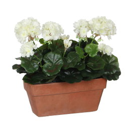 Mica Decorations Jardinera de geranio blanco, 29 x 13 x 40 cm