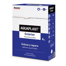 Aguaplast Plaste para Exteriores en Polvo 6 kg - Reparar, Renovar y Alisar Fachadas y Paredes de Exterior, Color Blanco