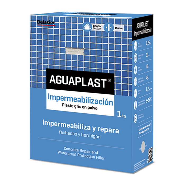 Aguaplast Impermeabilizante para fachadas y hormigón plaste en polvo gris 1 kg Aguaplast Impermeabilizante para fachadas y hormigón plaste en polvo gris 1 kg