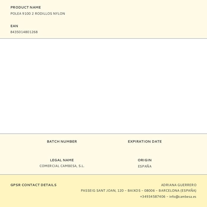 Cambesa Polea 9100 2 Rodillos Nylon Aluminio Guía Cinta Blanco 32 x 59 x 15 mm Cambesa Polea 9100 2 Rodillos Nylon Aluminio Guía Cinta Blanco 32 x 59 x 15 mm