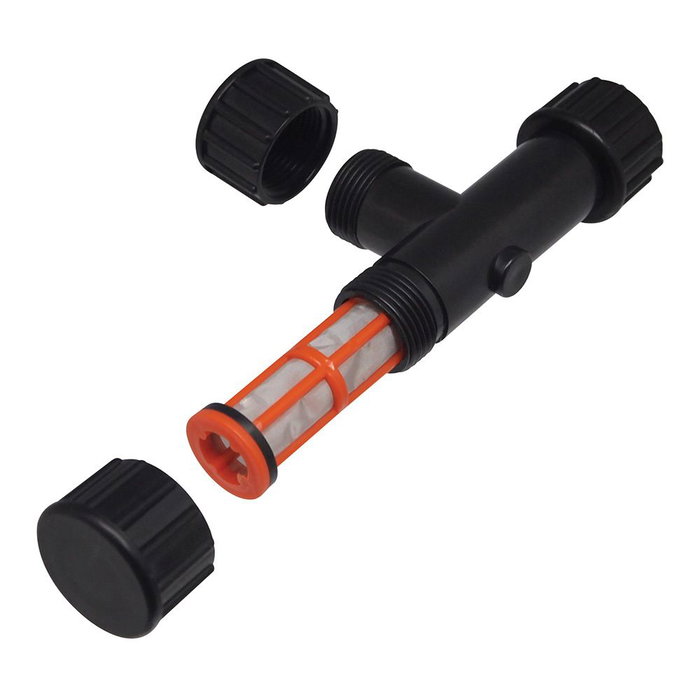 Blue Bird-Altadex Filtro en L Rosca Hembra 3/4" a Rosca Macho 3/4" Malla Inoxidable 150 Mesh Negro