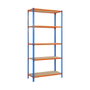 Simon Rack Estantería Metálica Maderclick 5/400 Azul/Naranja/Madera