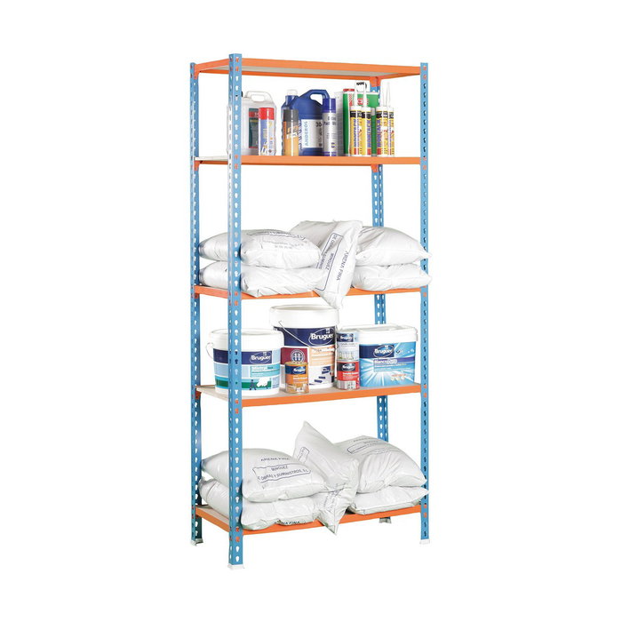 Simon Rack Estantería Metálica Maderclick 5/400 Azul/Naranja/Madera