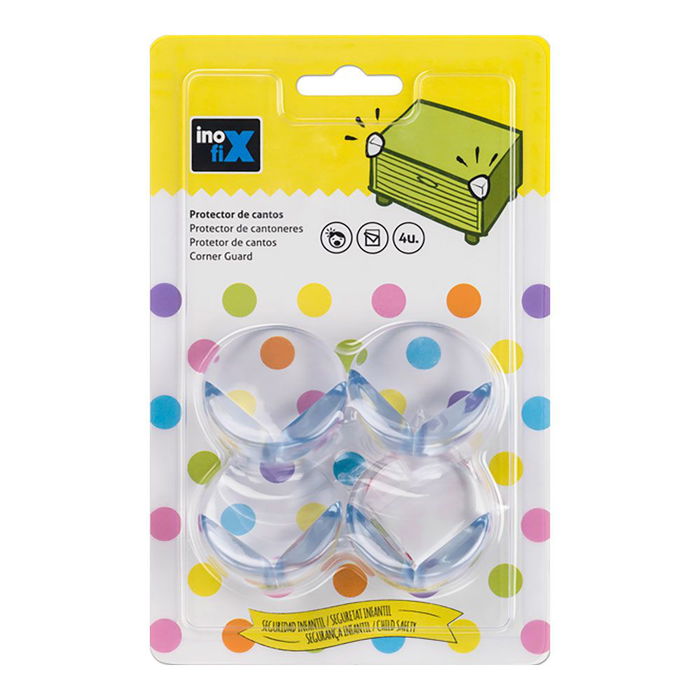 Inofix Protector cantos transparente 5000-0-001 (blister 4 unid.) Protector de cantos adhesivo PVC flexible para golpes