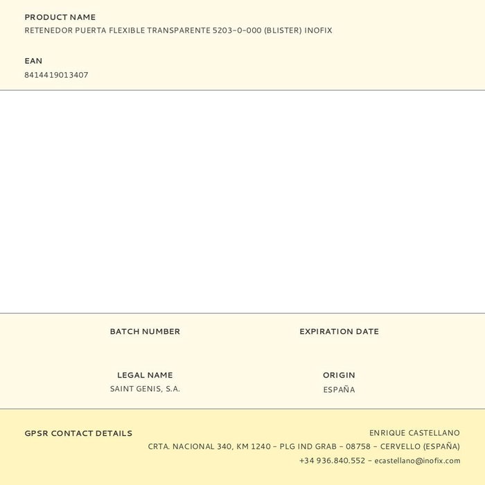 Inofix 5203-0-000 Retenedor flexible bajo puerta transparente goma/metal a presión para bloqueo de puerta