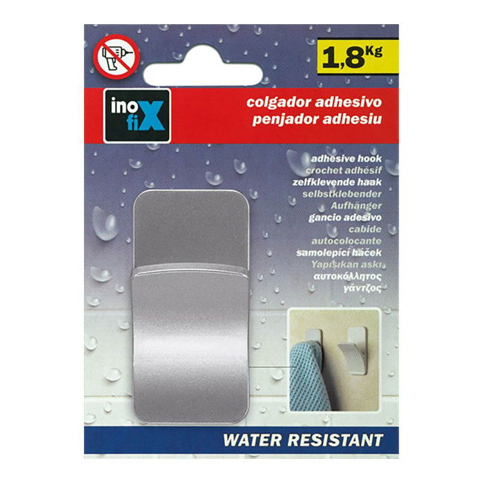 Inofix Colgador Rama Cromo Adhesivo Resistente al Agua para Baños y Duchas PVC 60x30x25mm