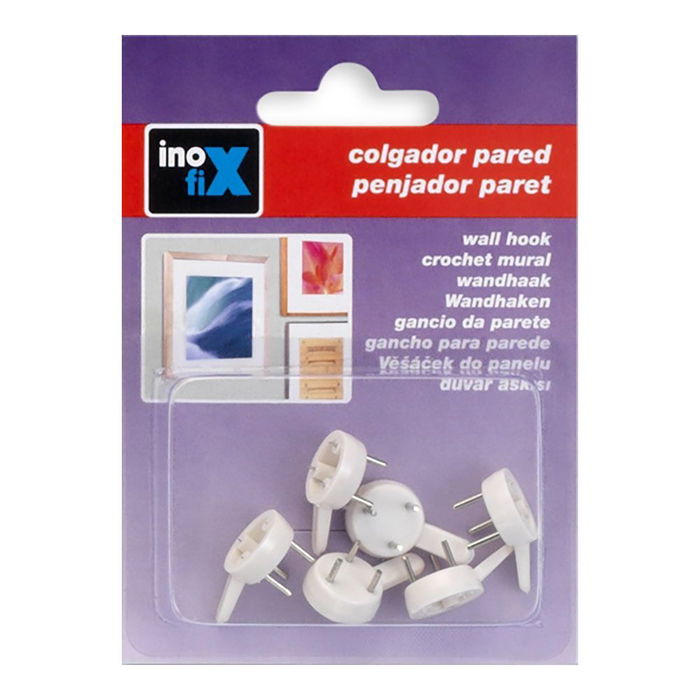 Inofix Colgador para Cuadros Blanco 3001-2-000 (Blister 6 Unidades) Soporte Hasta 3kg