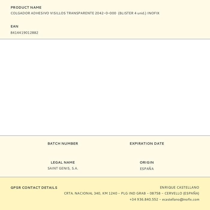 Inofix Colgador Adhesivo Visillos Transparente 2042-0-000 (Blister 4 Unid.) Inofix Colgador Adhesivo Visillos Transparente 2042-0-000 (Blister 4 Unid.)