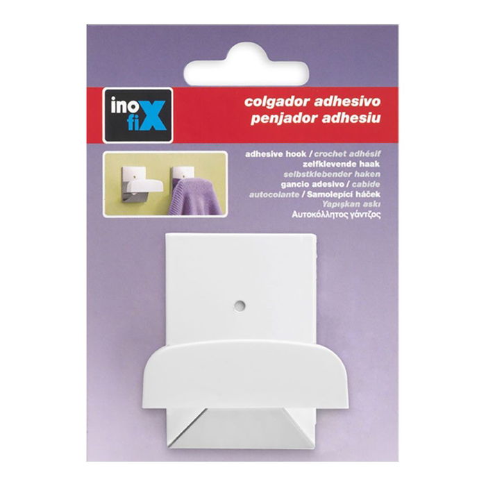 Inofix Colgador adhesivo metal-plastic grande Blanco Acero inoxidable 52 x 40 x 35 mm