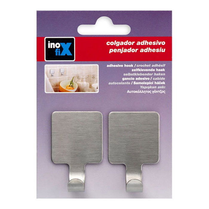Inofix Colgador Adhesivo Gancho Acero Inoxidable 2077-1-000 (Blister 2 Unidades) Cromado Inofix Colgador Adhesivo Gancho Acero Inoxidable 2077-1-000 (Blister 2 Unidades) Cromado