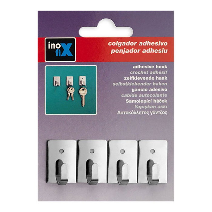 Inofix Colgador Adhesivo Acero 2019-1-001 (Blister 4 Unid.) Cromado Multiusos Cocina Baño Inofix Colgador Adhesivo Acero 2019-1-001 (Blister 4 Unid.) Cromado Multiusos Cocina Baño