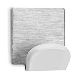 Inofix Colgador adhesivo blanco con base de acero inoxidable (2 uds)