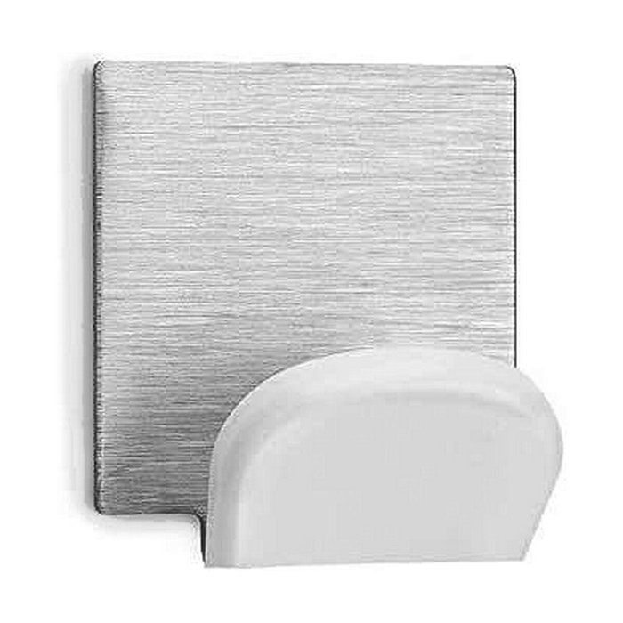 Inofix Colgador adhesivo blanco con base de acero inoxidable (2 uds)