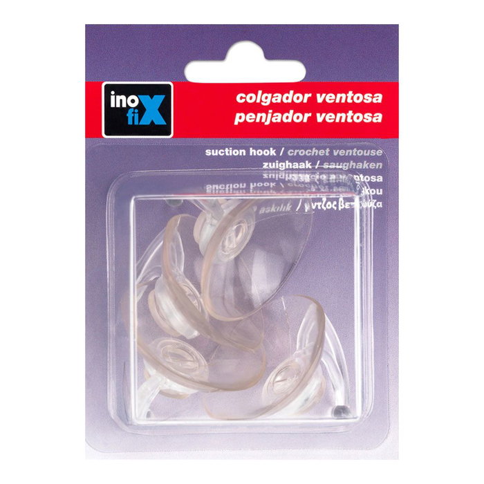 Inofix Colgador ventosa 1207-1-000 Transparente PVC Flexible 42mm Blister 4 Unidades