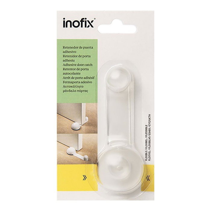 Inofix Tope de puerta y retenedor giratorio PVC transparente adhesivo 27 x 40 x 108 mm