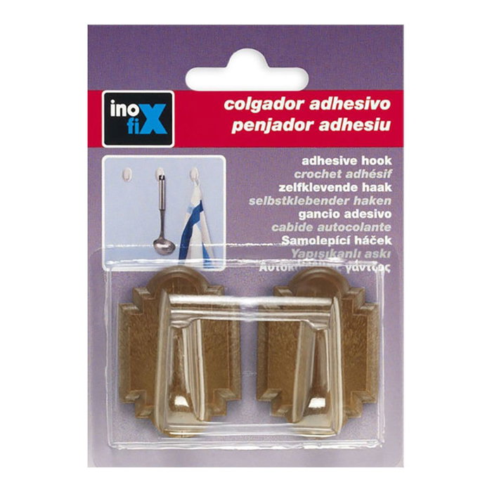 Inofix Colgador Adhesivo Madera 2061-8-000 (Blister 2 Unidades) Marrón PVC para Cocinas