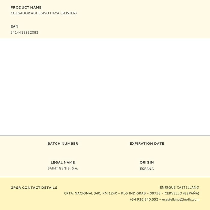 Inofix Colgador Adhesivo Haya 51 x 45 x 24 mm Acero Inox. / Madera Multiples Espacios