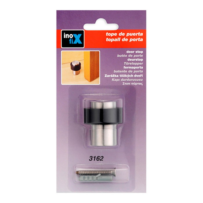 Tope de puerta alto con amortiguador acero inoxidable (blister) inofix