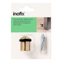 Inofix Tope de puerta metálico con tórica de caucho, acabado latón, fijación con tornillos, blister, 30 x 27 x 27 mm