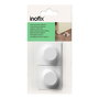 Inofix Tope de Puerta PVC y Base Metálica Blanco, Fijación con Adhesivo, 2uds, 18x45x45mm