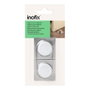 Inofix Tope de puerta de PVC y base metálica, blanco-cromo, fijación adhesiva, 2 uds blister