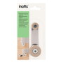 Inofix Tope de puerta y retenedor giratorio, metal acabado beige, fijación tornillos y adhesivo, blister