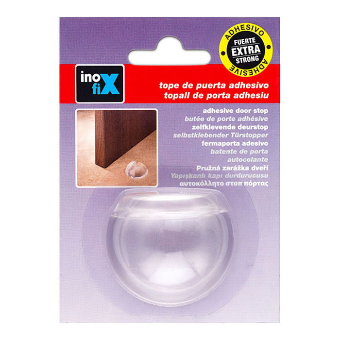Inofix Tope Adhesivo Semiesférico Transparente para Puertas de Interior con Fijación Adhesiva Extrafuerte 19 x 50 x 43 mm
