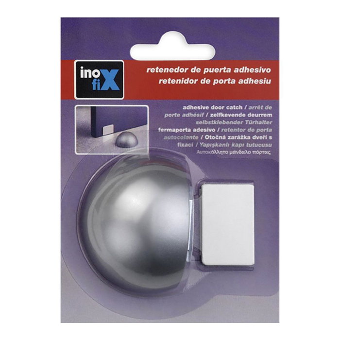 Inofix Retenedor Adhesivo Magnético Cromo Mate para Puertas de Interior 24 x 48 x 31 mm