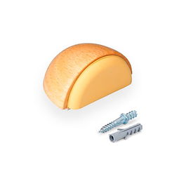 Inofix Tope Adhesivo y Tornillo Haya Madera Caucho para Puertas de Interior Blister 24x48x35 mm