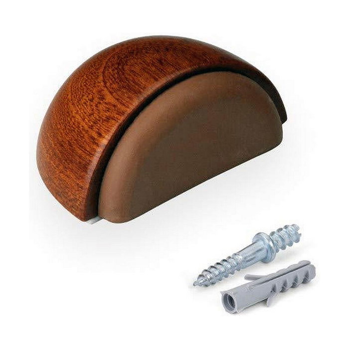 Inofix Tope de puerta de madera y caucho acabado sapelly