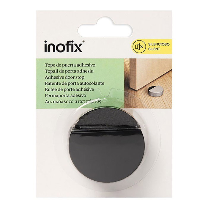 Inofix Tope de Puerta de Espuma Negro Adhesivo Silencioso 14x47x47 mm Blister
