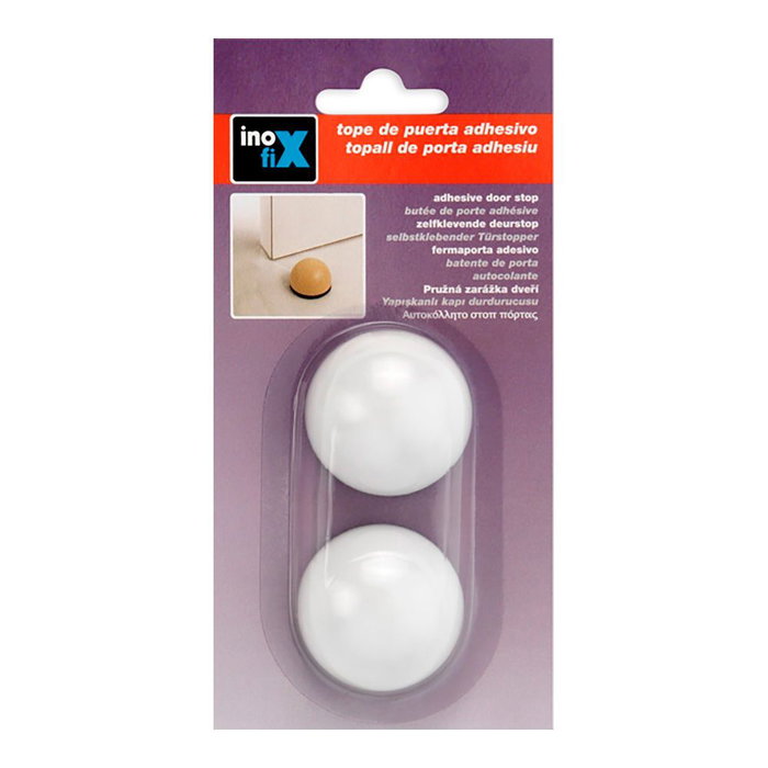 Inofix Tope Adhesivo Flexible Blanco PVC (Blister 2 Unid.) 27 x 40 x 40 mm