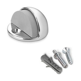 Inofix Tope de puerta de metal y silicona cromado
