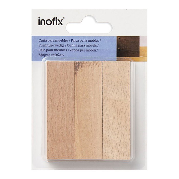 Inofix Cuña de Madera Acabado Roble, 3 Unidades en Blister, 12x20x73mm Inofix Cuña de Madera Acabado Roble, 3 Unidades en Blister, 12x20x73mm