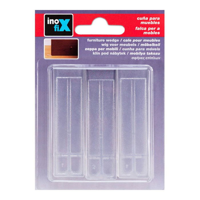 Inofix Cuña de plástico transparente (blister 3 unid.) 12 x 20 x 72 mm