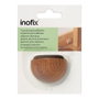 Inofix Tope de puerta de madera y caucho con acabado sapelly fijación adhesiva blister 24x48x35 mm