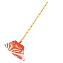 Edm Rastrillo de césped naranja polipropileno mango madera 55 x 31 x 116 cm