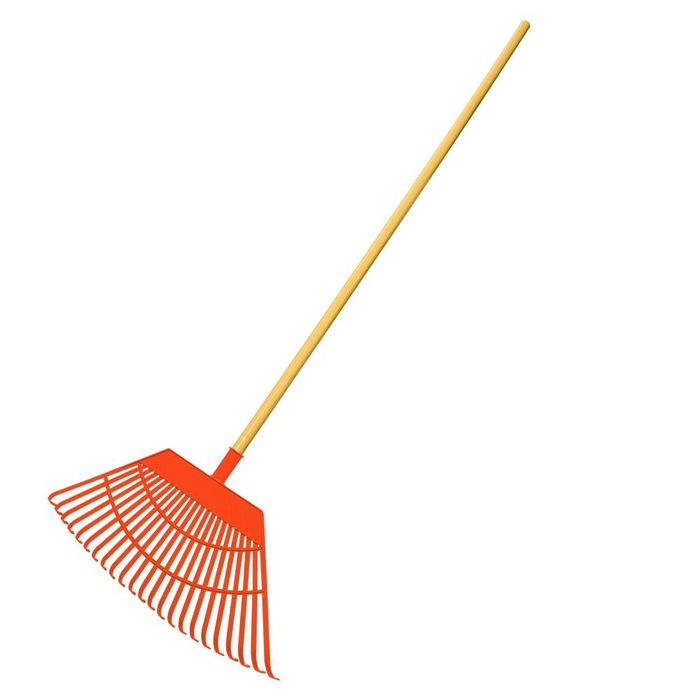 Edm Rastrillo de césped naranja polipropileno mango madera 55 x 31 x 116 cm Edm Rastrillo de césped naranja polipropileno mango madera 55 x 31 x 116 cm