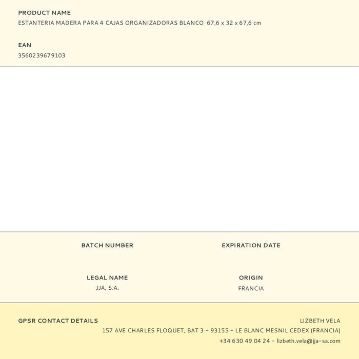 Atmosphera Estanteria Madera Blanco 67,6 x 32 x 67,6 cm para 4 Cajas Organizadoras
